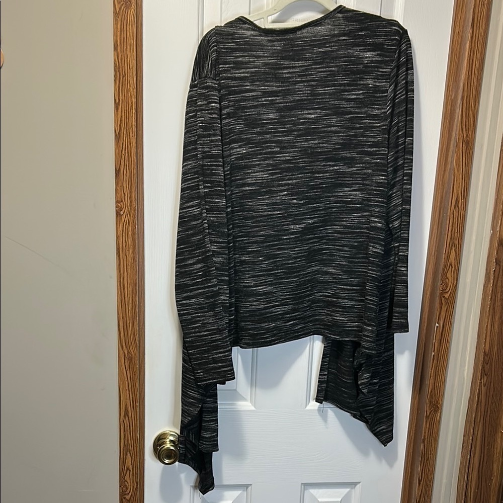 Simply Irresistible Black and Gray Asymmetrical Cardigan Sweater - Picture 6 of 6